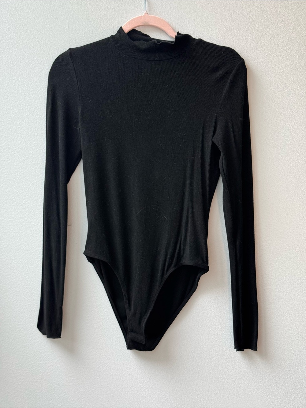 Free People Black Long Sleeve Mock Neck Bodysuit